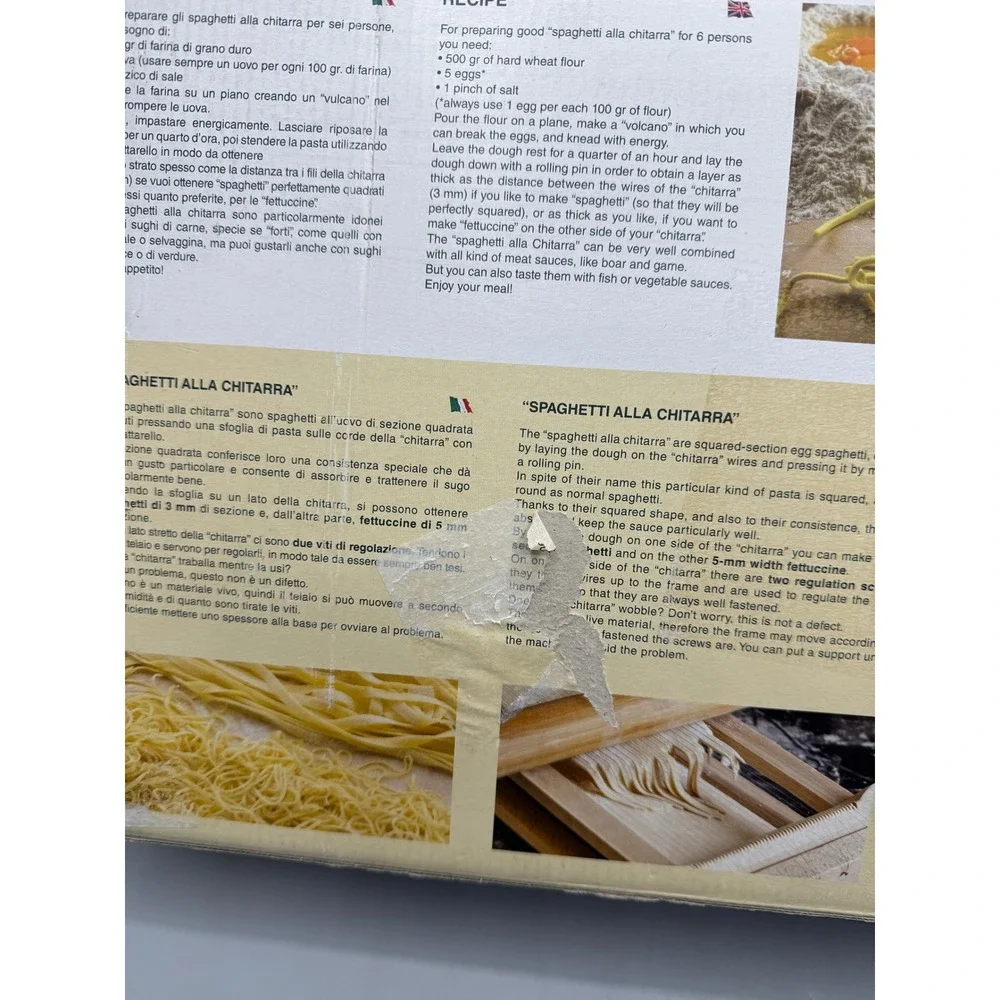 Eppicotispai Chitarra Pasta Cutter Beechwood Double Sided Spaghetti Tagliatelle